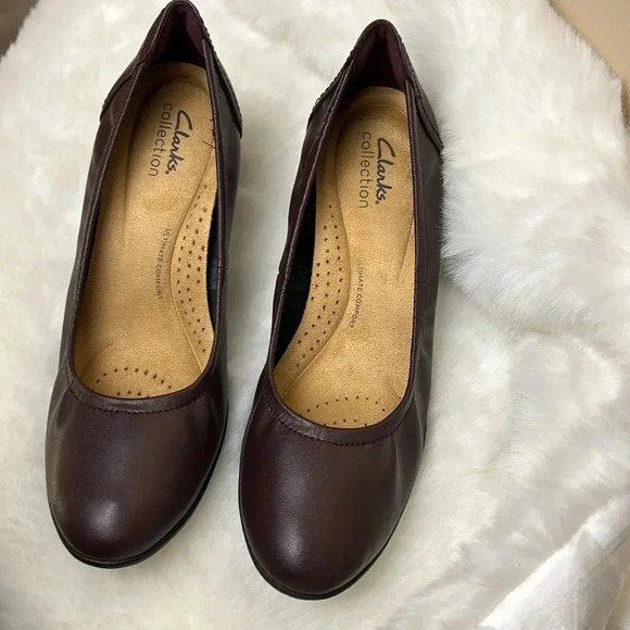 Clark’s Neiley Pearl burgundy shoes ,various sizes women,NEW,leather,chunky heel - Picture 6 of 17
